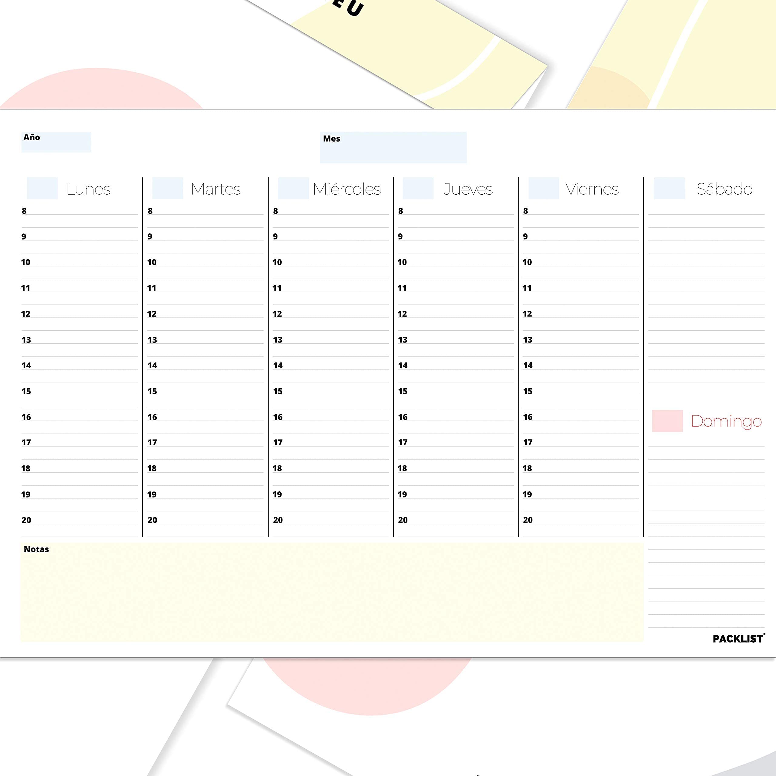 Planificador Semanal sin Fecha. Organizador A4, Planning Escritorio - Regalo Original - Agendas y Calendarios de Diseño Exclusivo