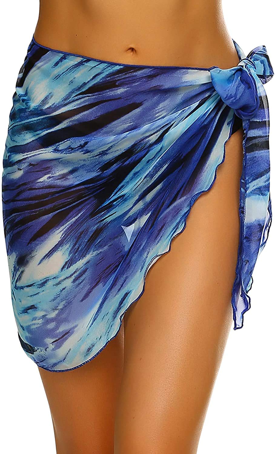 JFAN Traje de Baño para Mujer Vestido Envolvente Traje de Baño Chal de Gasa Pareo de Playa Falda de Pareo Tropical
