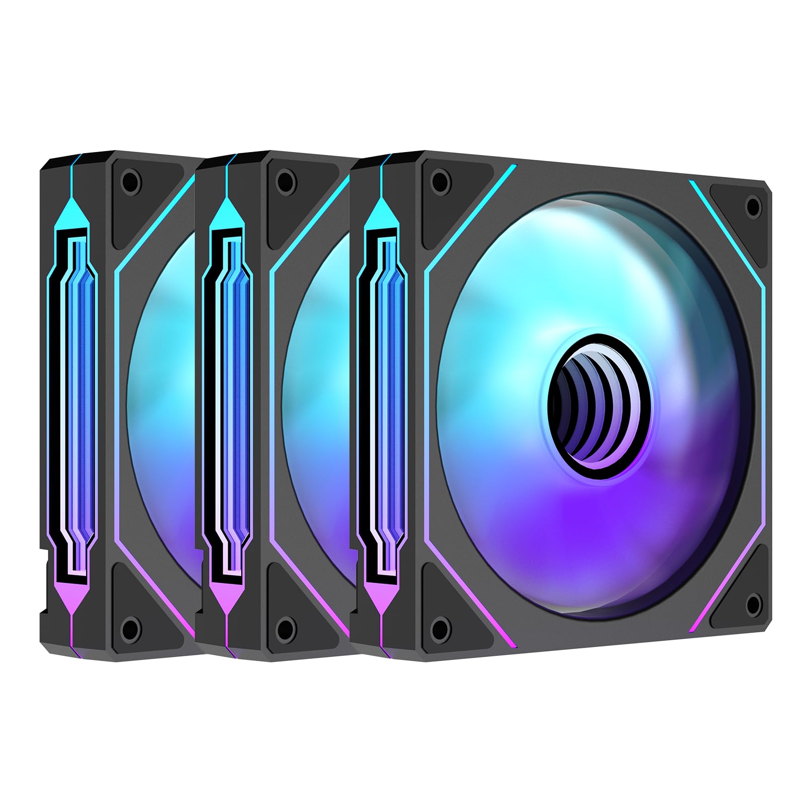 TZMRIT Prism 4 Pro RGB Lüfter 120mm Schwarz,5V 3PIN Motherboard Synchronisierbarer 4PIN Spiegel PWM ARGB PC Gehäuse Lüfter (Black, Reverse-3PCS)