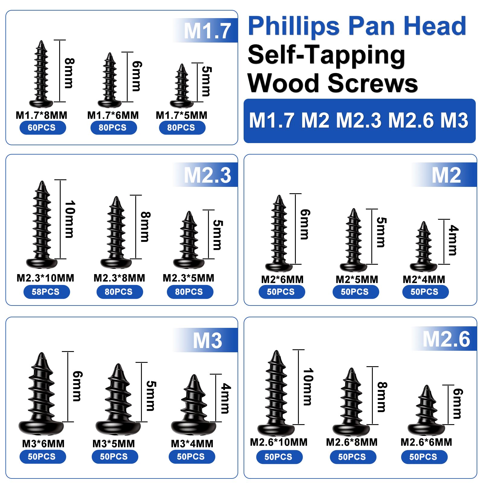 888PCS Self-Tapping Screws Kit - Wood & Plastic -2