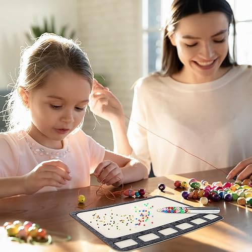 Miniatura 2 de Pletpet Juego de 2 alfombrillas de cuentas con cuchara de cuentas, bandejas de cuentas con seis rejillas individuales para hacer joyas y
