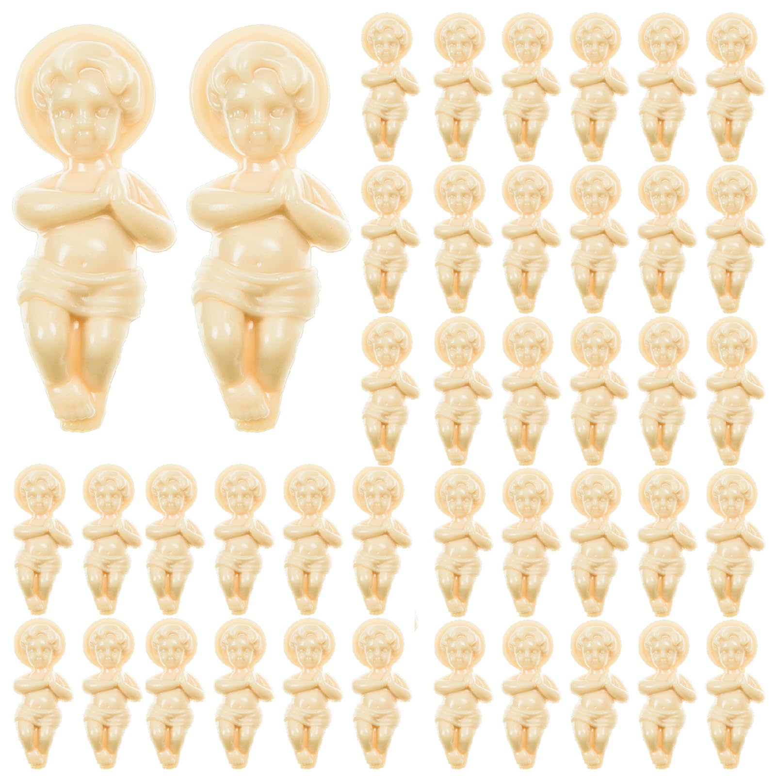 50 Pcs King Cake Jesus Figurine 1.5'' King Cake Figure Plastic Mini Jesus Figures Mardi Gras Party Cake Toppers Decorations Epiphany Religious Cake