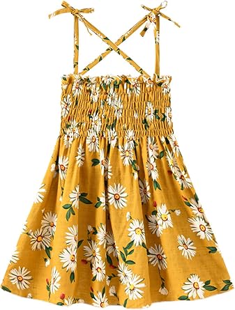 Toddler Kids Baby Girl Summer Dress Floral Ruffle Suspender Casual Dresses Backless A-line Princess Sundress Playwear