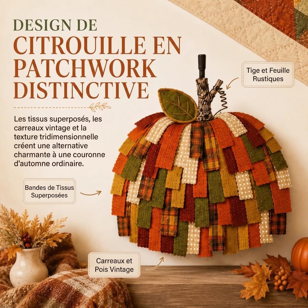 Pumpkin Patchwork dekoracje na drzwi jesienne, tkanina w stylu wiejskim 3D, girlanda żniwna do drzwi wejściowych, model z oświetleniem