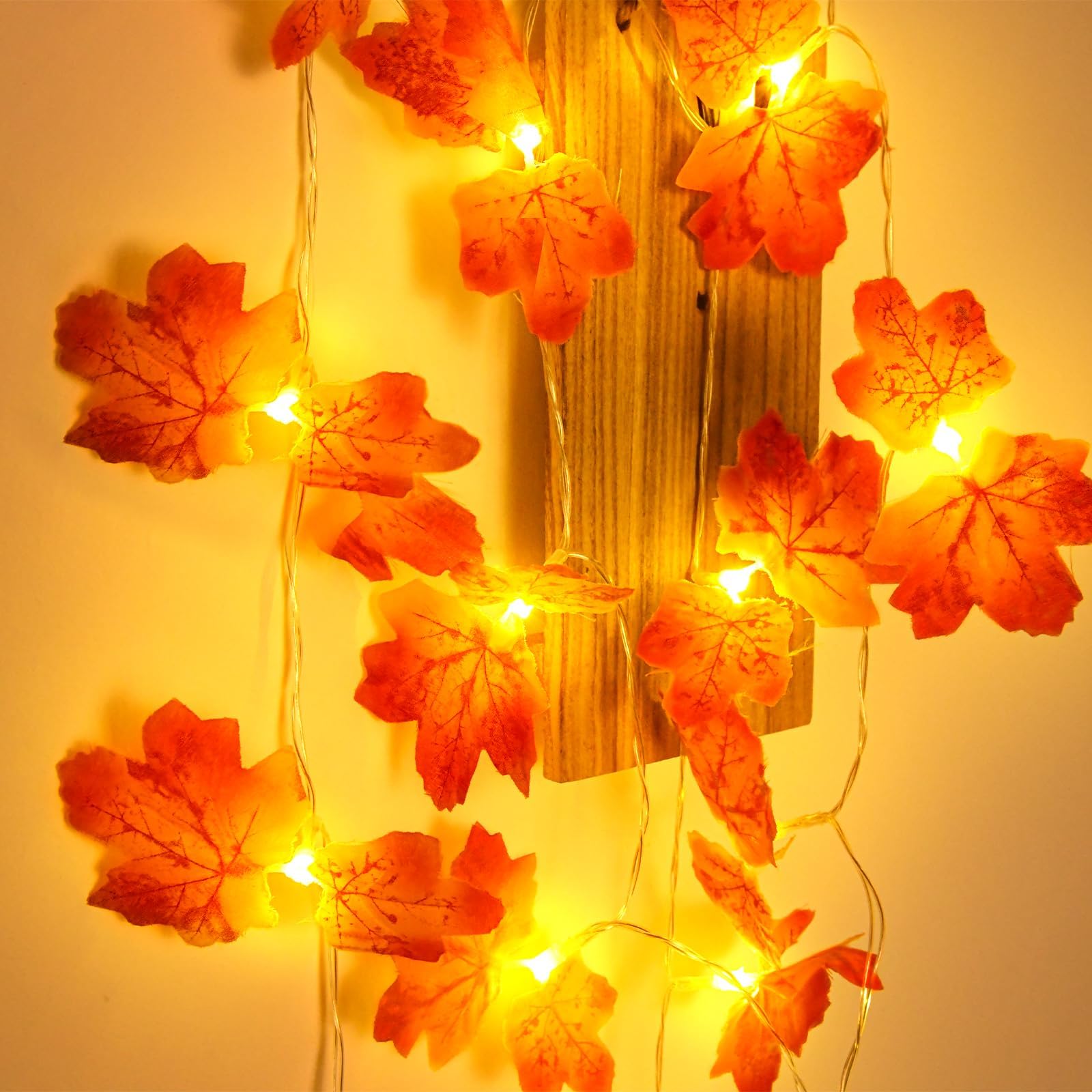 Dalugo Autumn Maple Leaf Lights, 10ft 20 LED Battery Powered Double Maple Leaves