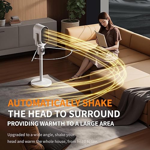 Miniatura 3 de Calentador de espacio inteligente de 1500 W con termostato, oscilación de 120 y ajuste de inclinación, control remoto, temporizador, protecciones de