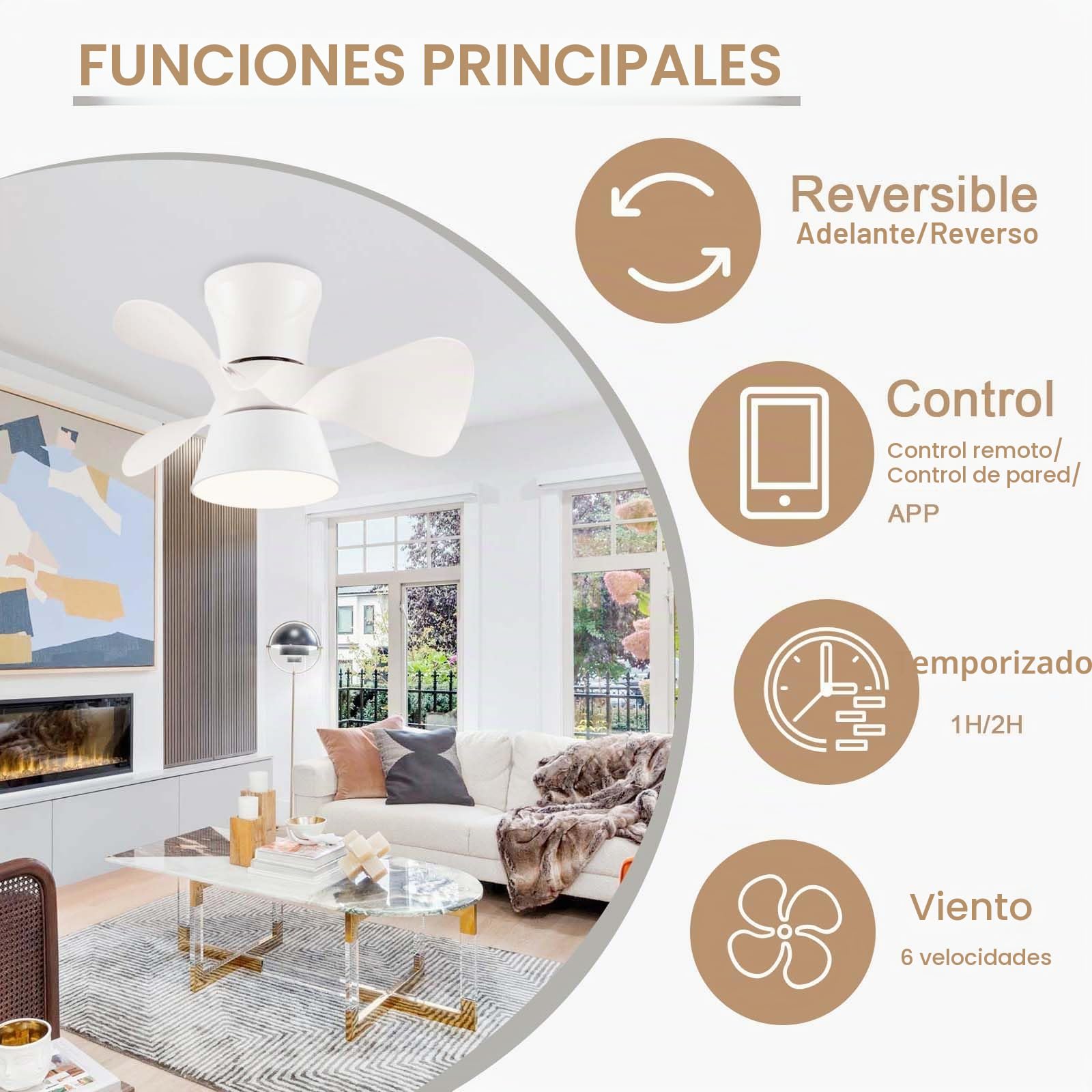 Ventilador De Techo Con Luz Silencioso LED Regulable Lampara Ventilador DC Reversible 6 Velocidades Timer Pequeña Ceiling Fan with Light Para El Dormitorio De Los Niños Salón