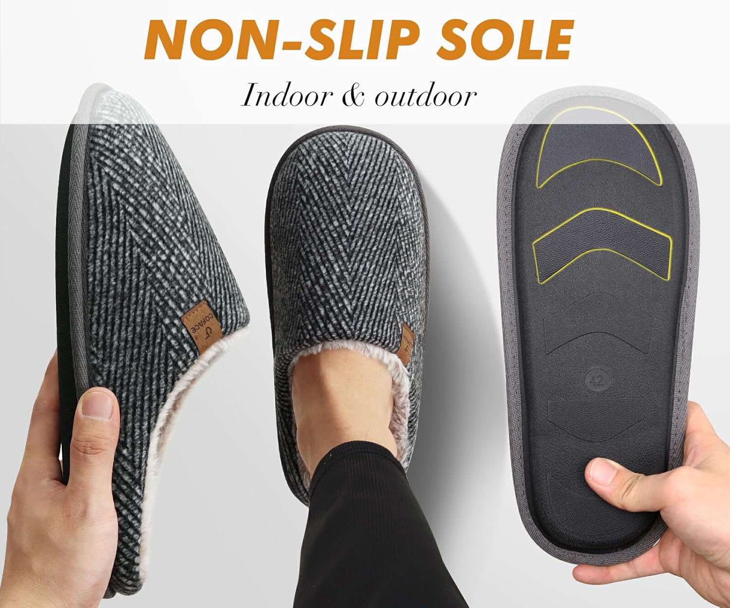 COFACE Mens Cozy Memory Foam Scuff Slippers Casual Slip On Warm House Shoes Indoor/Outdoor Sandal Slippers With Arch Support Rubber Sole Size 7-15 - Image 5