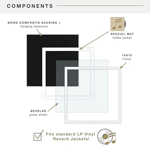 Miniatura 5 de MCS Marco de disco mate individual para álbum, marco de grabación de 15 x 15 pulgadas, color gris para mostrar una chaqueta de disco de vinilo LP