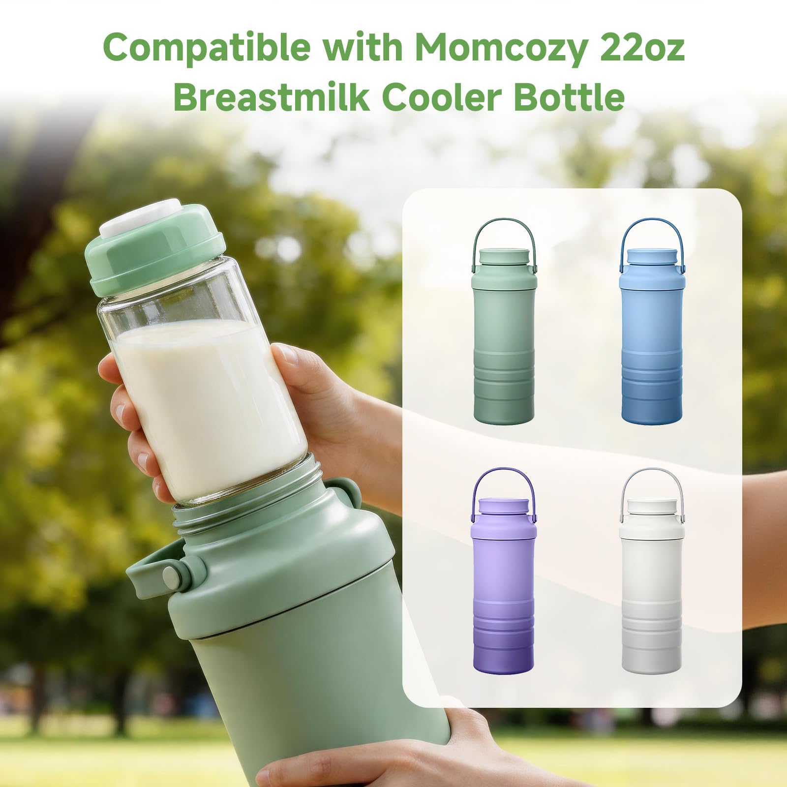 Bottiglie di stoccaggio del latte materno 11oz per il refrigeratore del latte di Momcozy 22 once, pompe spettrali | Biberon a collo largo per pompaggio, frigorifero e alimentazione, senza BPA, 6 pezzi