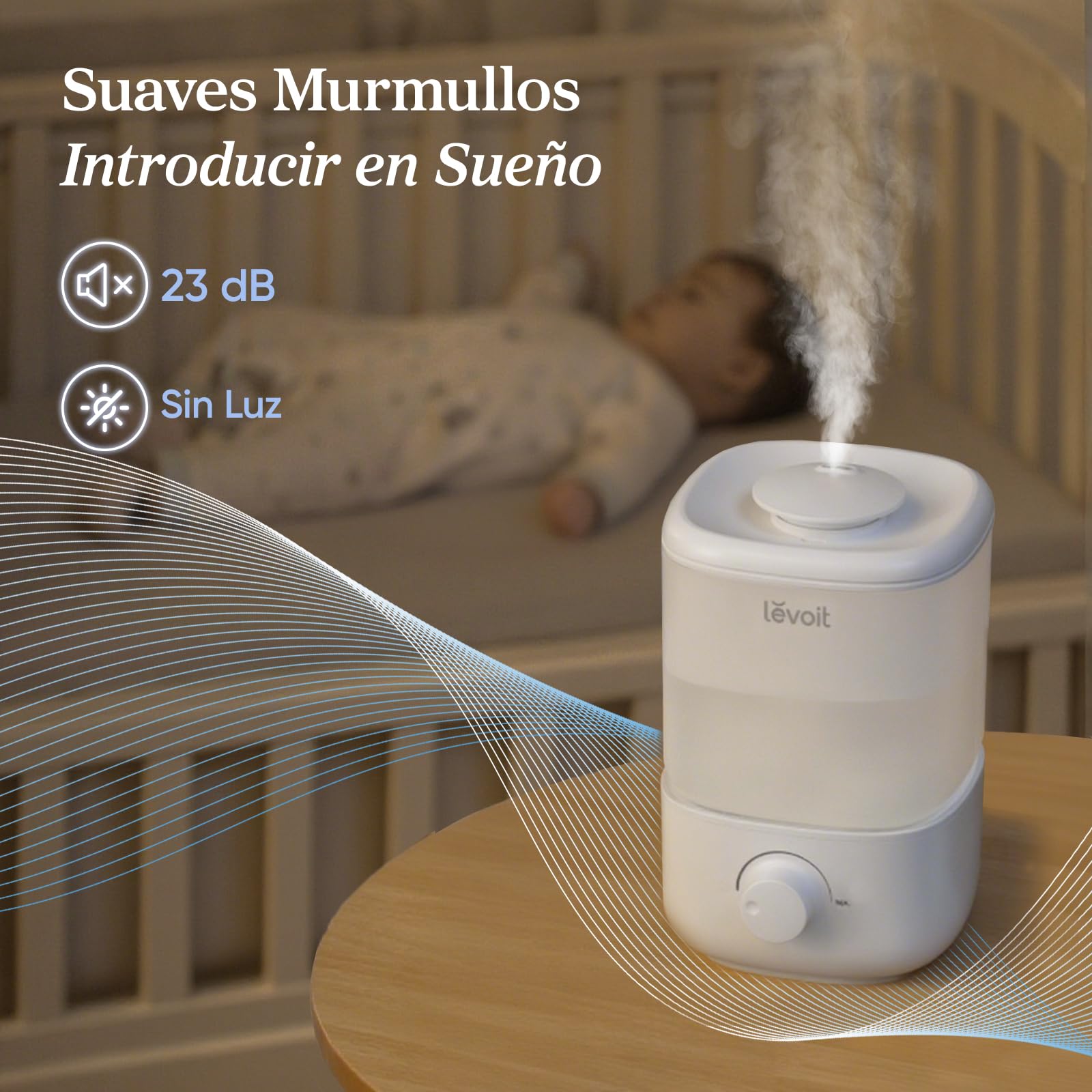 LEVOIT Humidificador Bebés Mocos y Tos, 2.5L Cool Mist Hasta 25H para Dormitorio, 23dB Silencioso, para Bebés, Habitación de Niños, Boquilla Giratoria de 360°, Apagado Automático, sin BPA