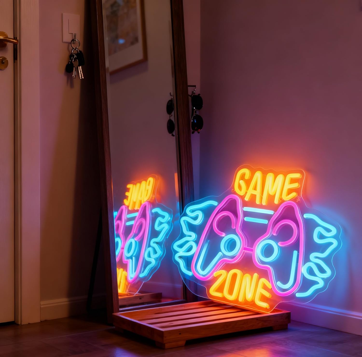 Game Zone Neon Sign, Controller Shape Neon Light for Home Bedroom Gaming Rooms Man Caves Wall Table Decor Birthday Parties Gift, USB Powered Decorative Light 15.7 x 11.4 In