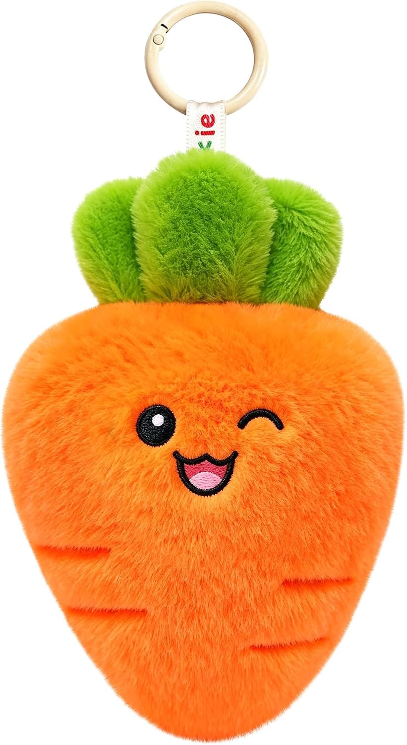 Ausener Weekie Wonders Emotional Carrot Support Plush Bag Charm, Soft Plush, Funny Gifts for Adults Coworkers (Sat, Carrot)