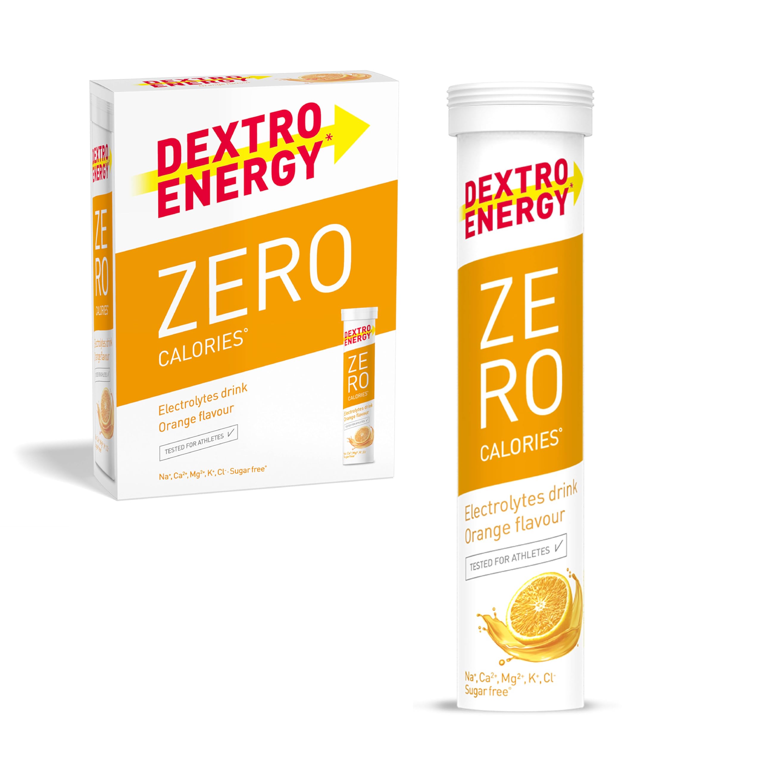Zero Calories I Recovery and Hydration Electrolyte Drink I Zero Effervescent Tablets I Orange | 3 Tubes, 60 Tablets |