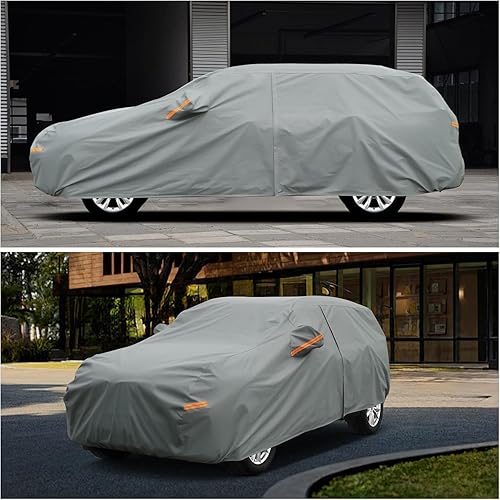 Miniatura 7 de Kayme Cubierta de coche resistente al agua para todo tipo de clima, cubierta exterior completa protección contra rayos UV, ajuste universal