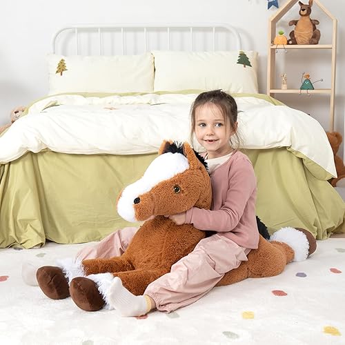 Miniatura 3 de MaoGoLan Large Horse Stuffed Animal for Boy, Big Horse Plush Toy for Girl, Ridable Stuffy Pony for Kid, Stuffed Pony Plush Pillow for Baby Shower