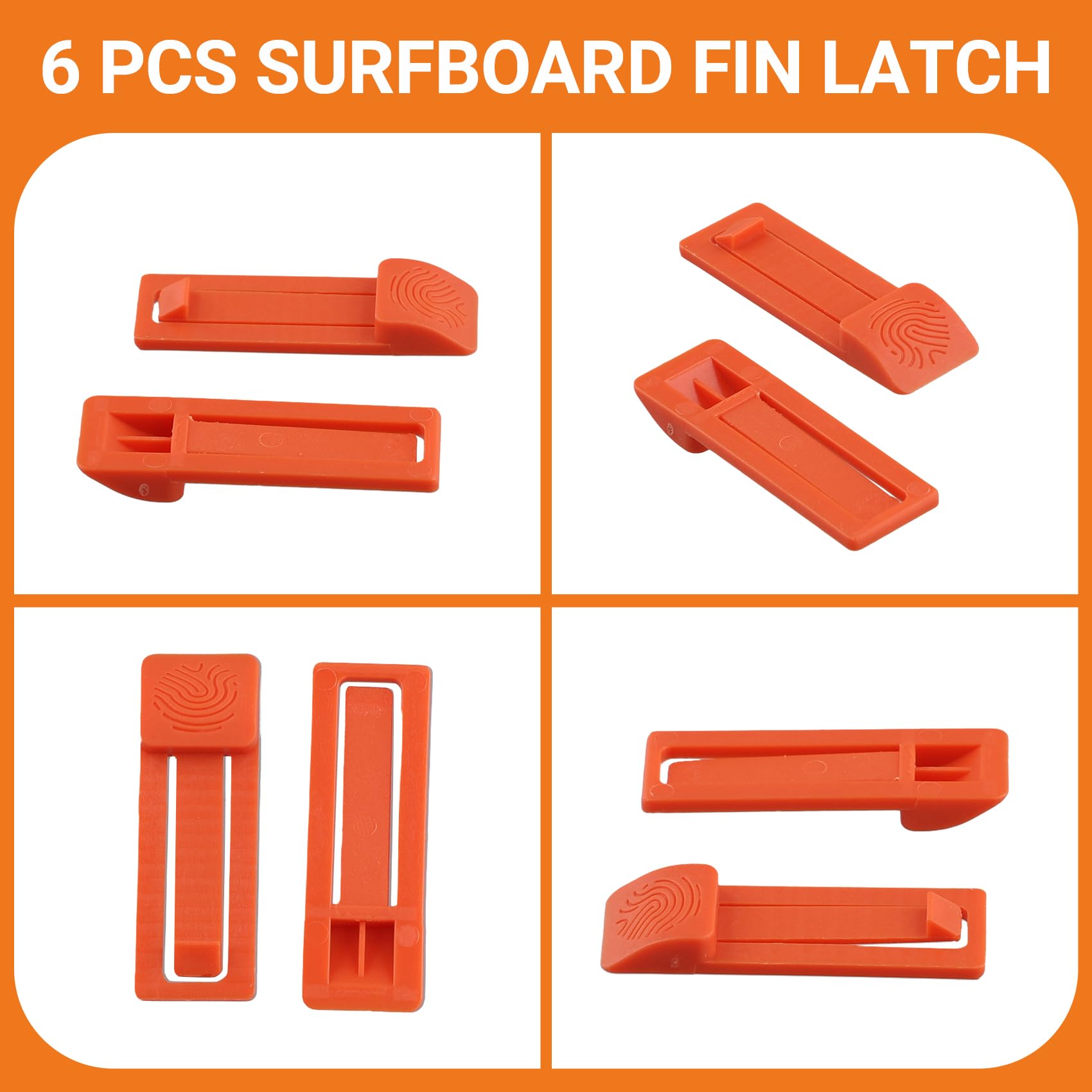 6-Teiliges Set, Hochwertige Surfbrett-Finnenhalterung, Finnenbasisstift, Finnenhalter, Surfbrettzubehör, Finnenhalterung, Orange