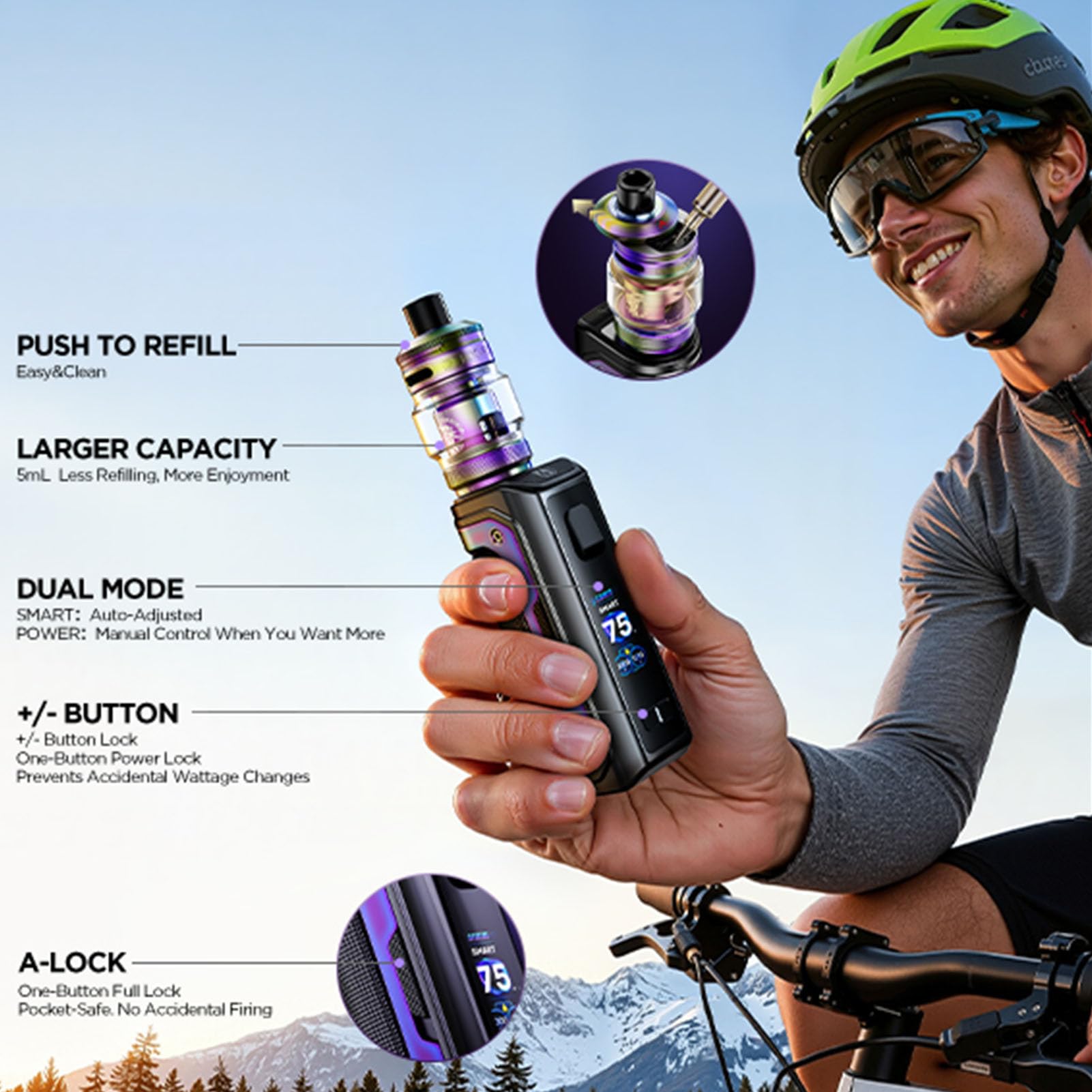 Geekvape Aegis Mini 5 Kit | 100-W-Mod Aegis Mini 5 mit integriertem 3200-mAh-Akku, passend für den 5-ml-Tank Z Nano 3 mit Push-Top-Befüllung, B-Coil, nikotinfrei (Waldgrün)