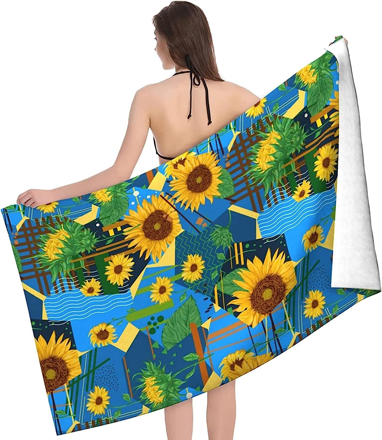 Telo Mare Grande, Microfibra Asciugamano Da Spiaggia, Teli Mare 200 X 200 Cm, Asciugatura Rapida Antisabbia Adulti Teli Mare Per Nuoto Campeggio 3D Telo Mare Bel Girasole -4O7I/P5T