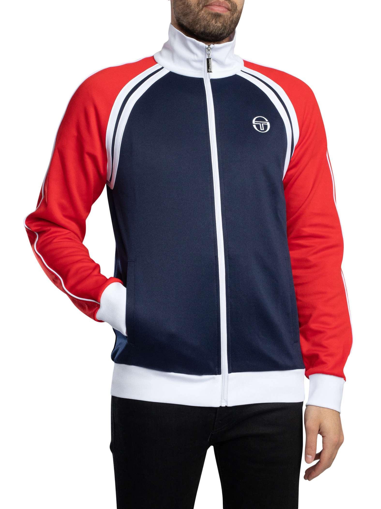 Sergio Tacchini Men's Blue Ghibli Track Jacket, Maritime /Adrenaline Rush/White, S