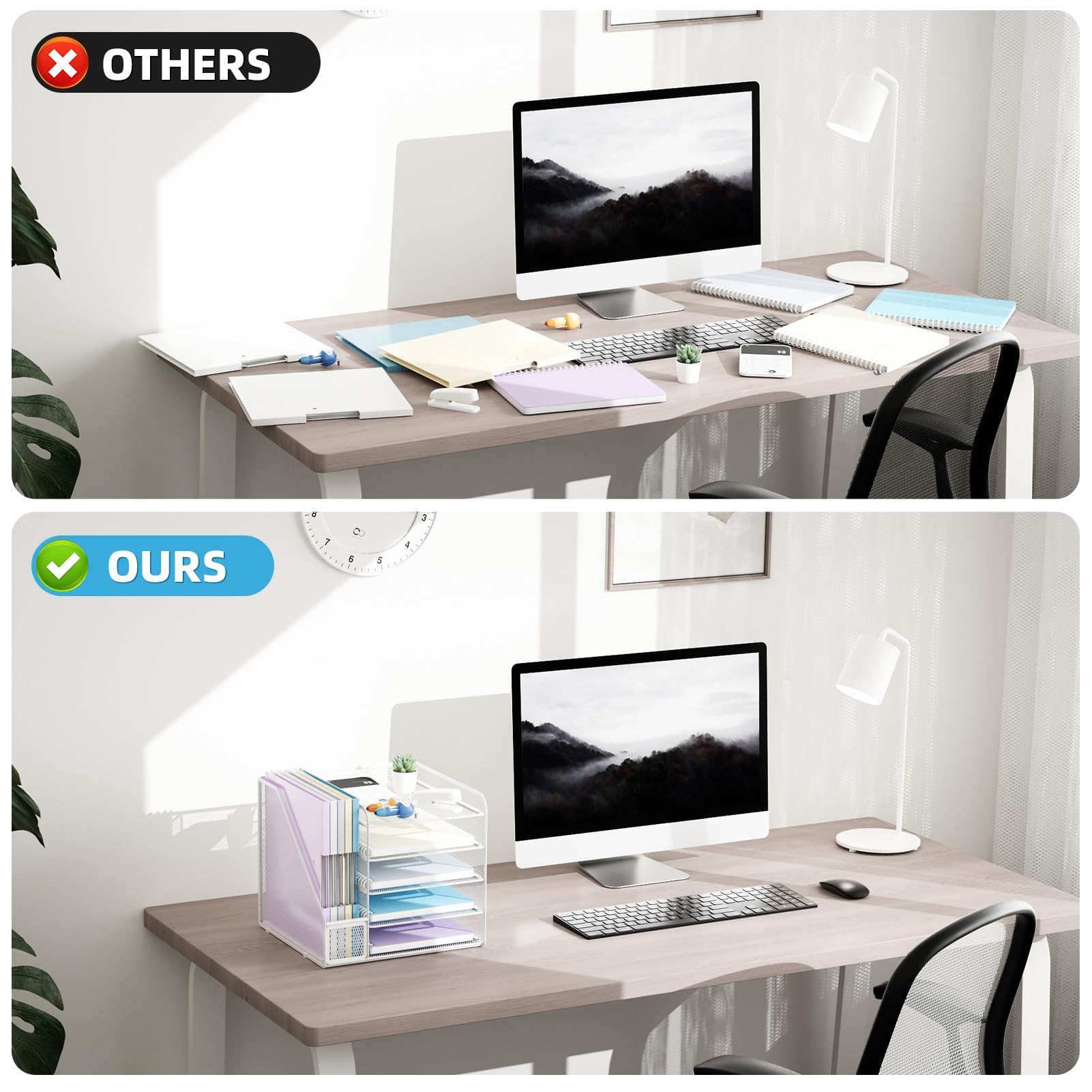 Marbrasse Organizer da scrivania e accessori, organizer per lettere a 5 livelli con porta documenti, organizer per documenti in rete per scrivania, accessori da scrivania e organizzazione per
