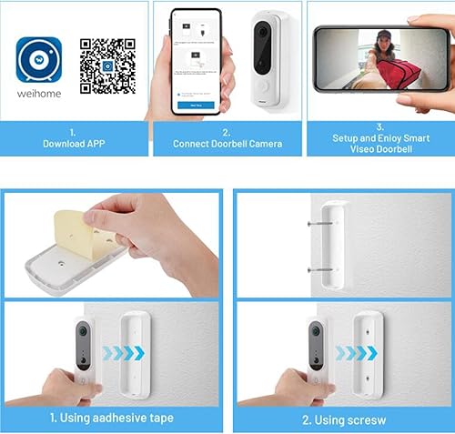 Miniatura 5 de H6 - Timbre de video inalámbrico WiFi, timbre inteligente con sistema de cámara WiFi, timbre de video con cámara de visión nocturna, sensor