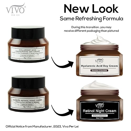 Miniatura 2 de Vivo Per Lei Combo de crema de día con ácido hialurónico y crema de noche con retinol, set de cuidado de la piel para mujeres, 1.76 onzas  1.76 oz