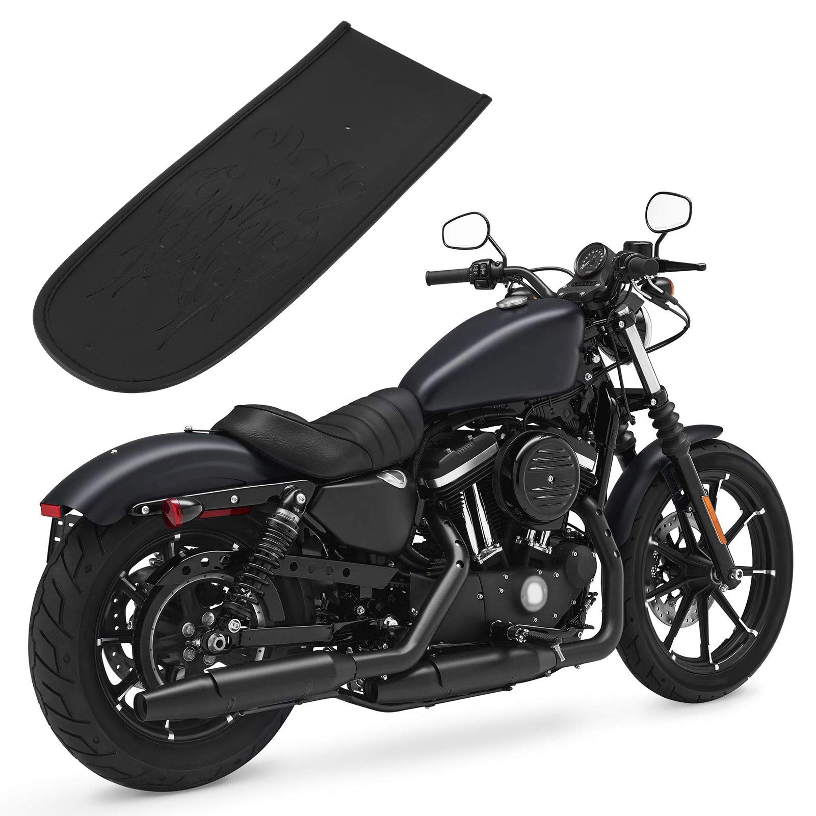 Parafango Moto Protector Decor Parafango Cover Pad Pelle Artificiale Fit per XL 883 1200 48 Trattamento Parafanghi Automobilistici (Nero)
