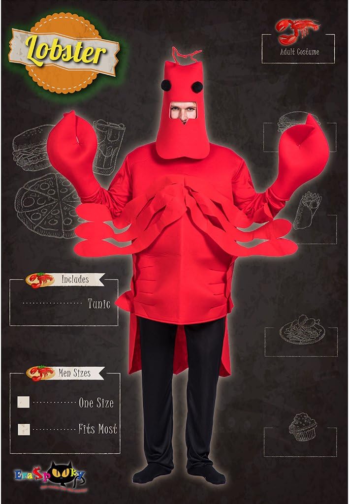 EraSpooky Men's Halloween Lobster Costume(Red, OneSize) - Image 2
