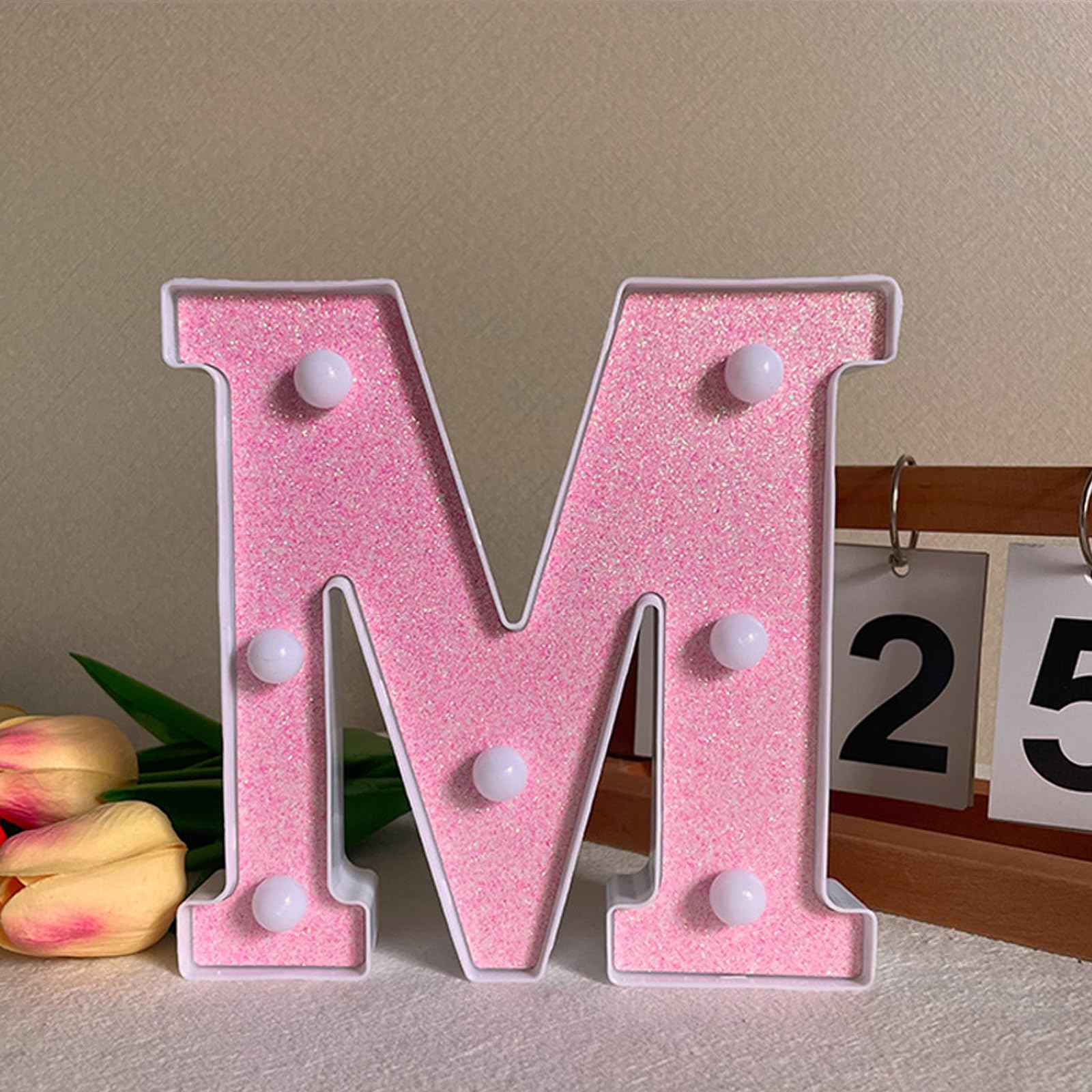 LED Light Up Letter M - 6.3inch Pink Letter Light for Birthday & Party โ image 1