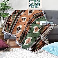 Aztec Throw Blanket Southwest Blankets with Tassels Cozy Reversible Southwestern Navajo Throw Blanket Multi-Function for Couch Chair Sofa Bed Outdoor Travel 63 x 51 Inches
