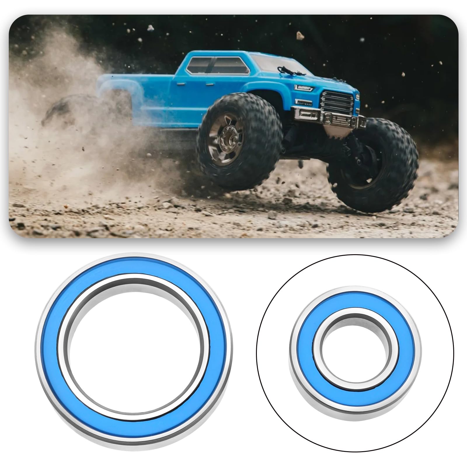 EMSea 8pcs RC Car Hubs Carriers Bearings Kit Compatible with Arrma Big Rock Compatible with Typhon 3S BLX Upgrade Parts 6x12x4mm/12x18x4mm - Image 2