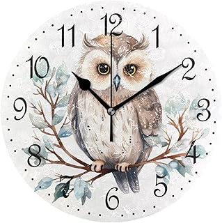 25 Home Decor Ideas With Metal Wall Clocks For Modern Charm 26 ALAZA Wall Clock Winter Owl on Branch Silent Non-Ticking Decorative Wall...