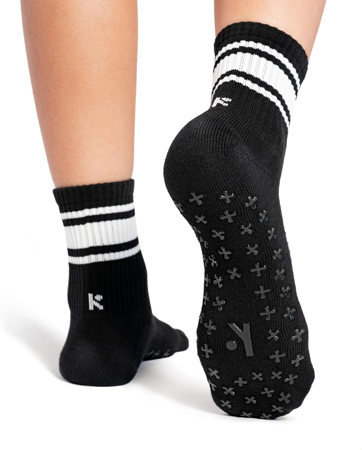 Kamo Fitness Pilates Socks with Grips for Women - Non-Slip Yoga, Barre Grip Sock - Grippy Cotton Crew Socks for Yoga, Ballet - Image 4