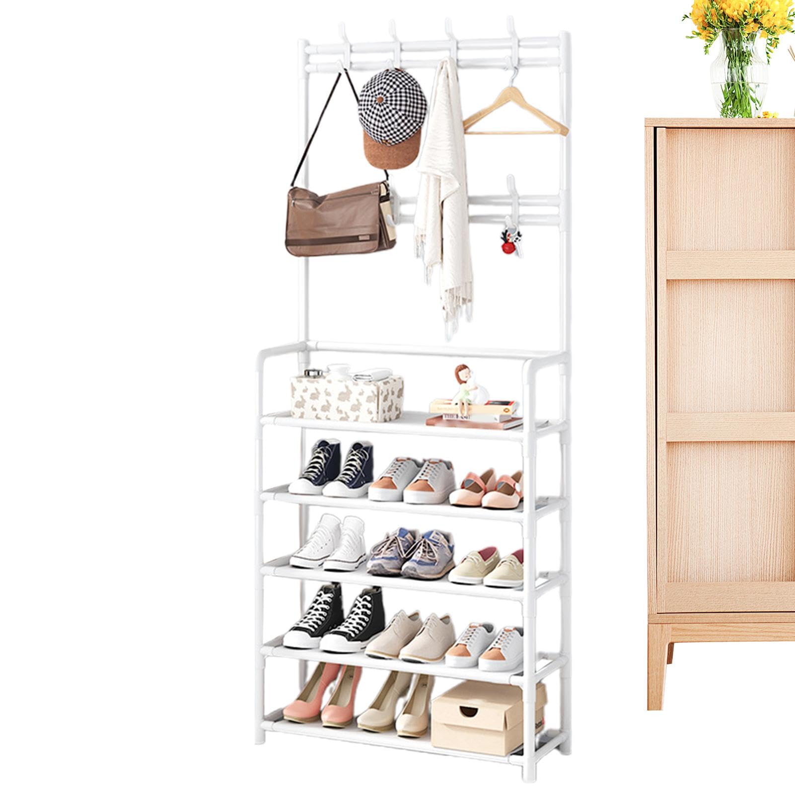 FGXHHS Entryway Coat Rack & Shoe Storage Combo | Floor-standing Stand with Hooks Stylish for Living Room Bedroom Perfect Dorm Rooms