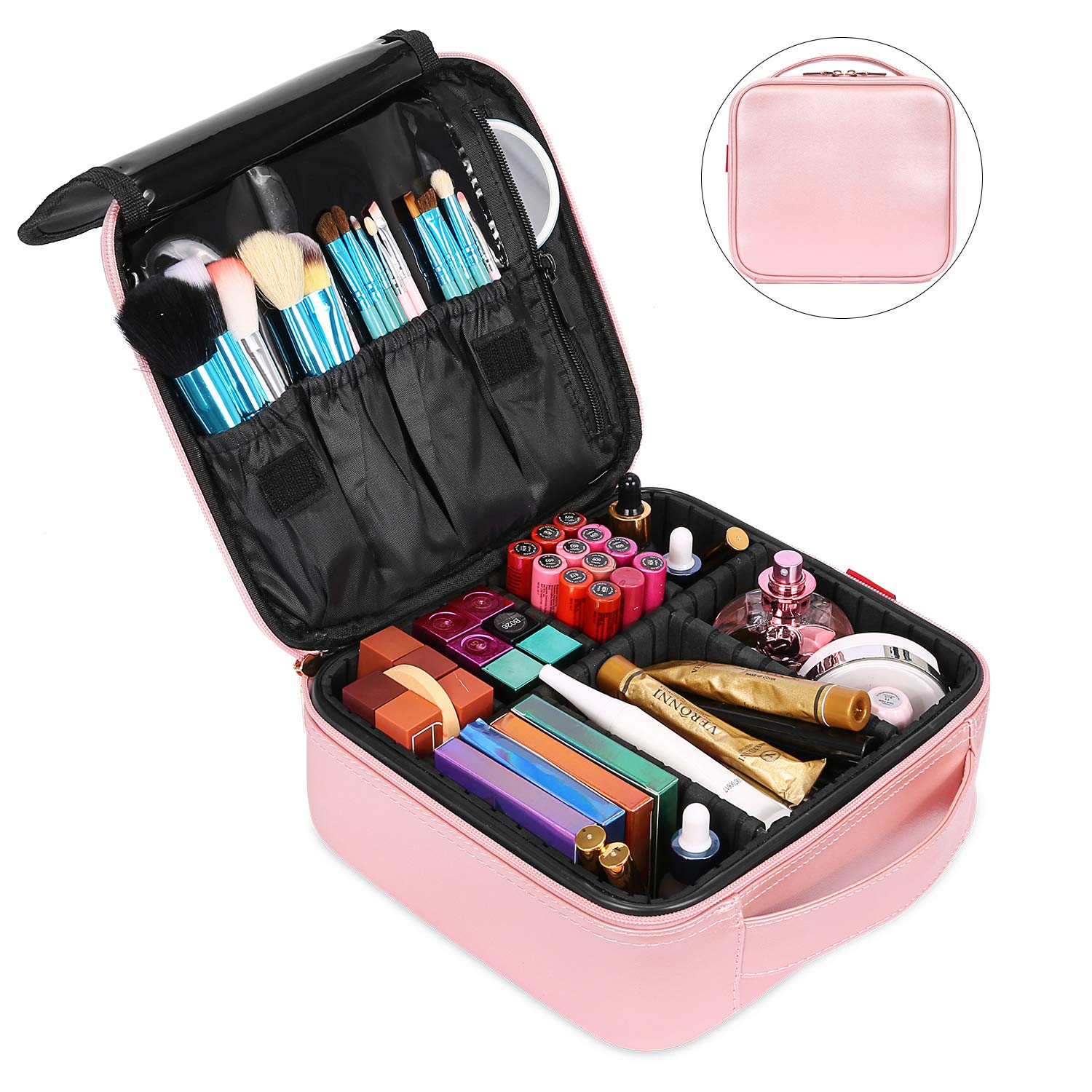 Niceebag Makeup Bag Professional Train Case Cute Cosmetic Case