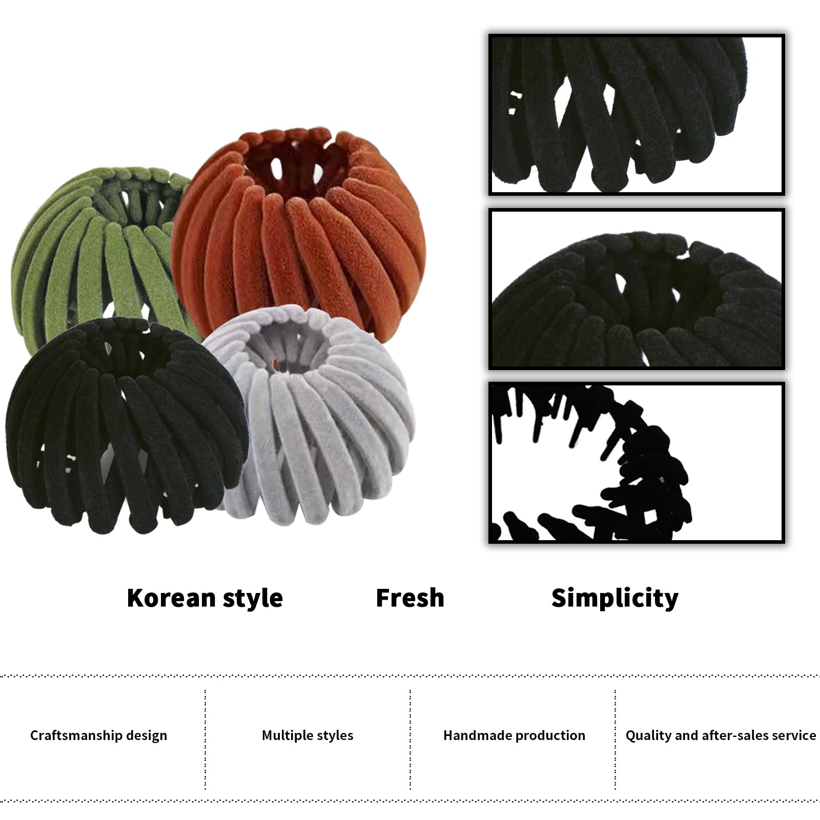 Bailinks 4 Pcs Hair Bun Tool Set, Expandable Geometric Hair Loops and Ponytail Holder Clips - Image 3