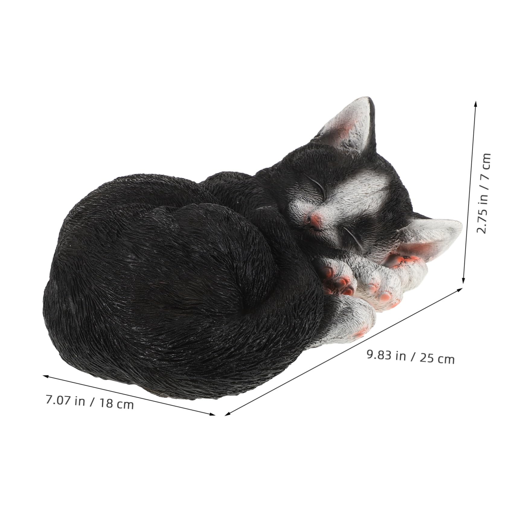 Abaodam Estatua de Gato Durmiendo Adorno Creativo y Elegante Negro Decoración de Resina Fácil de Instalar y Mover para Jardín y Patio para Exteriores