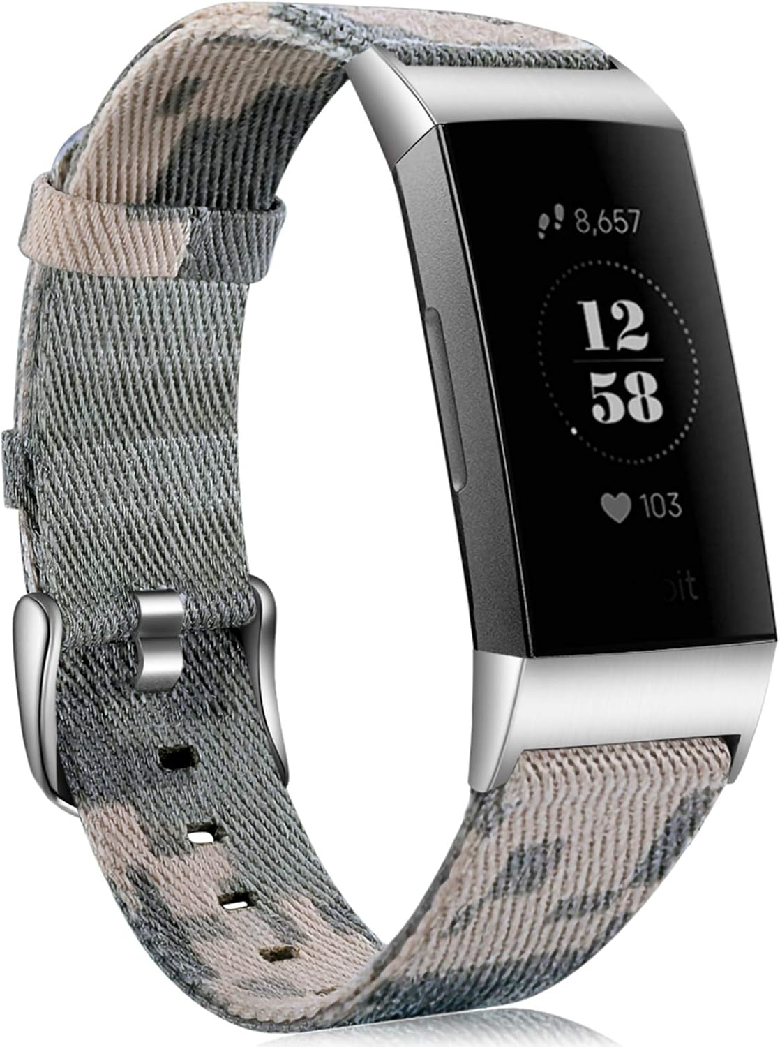 Maledan Bands Compatible with Charge 4/ Charge 3/ Charge 3 SE, Durable Woven Fabric Watch Band Replacement Accessories Strap Wristband for Women Men, Small, Camouflage