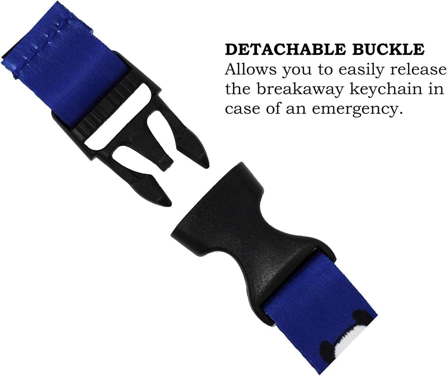 Vinylcation Panda Bear Lanyard Keychain and ID Holder with Detachable, Breakaway Buckle for Keys or Badge | Durable Blue Polyester | Reversible Bear Novelty Necklace - Image 4