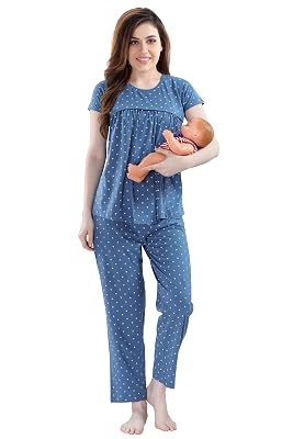 AV2 Women's Cotton All Over Print Pajama Set (2993Cxxl_Blue_2XL)