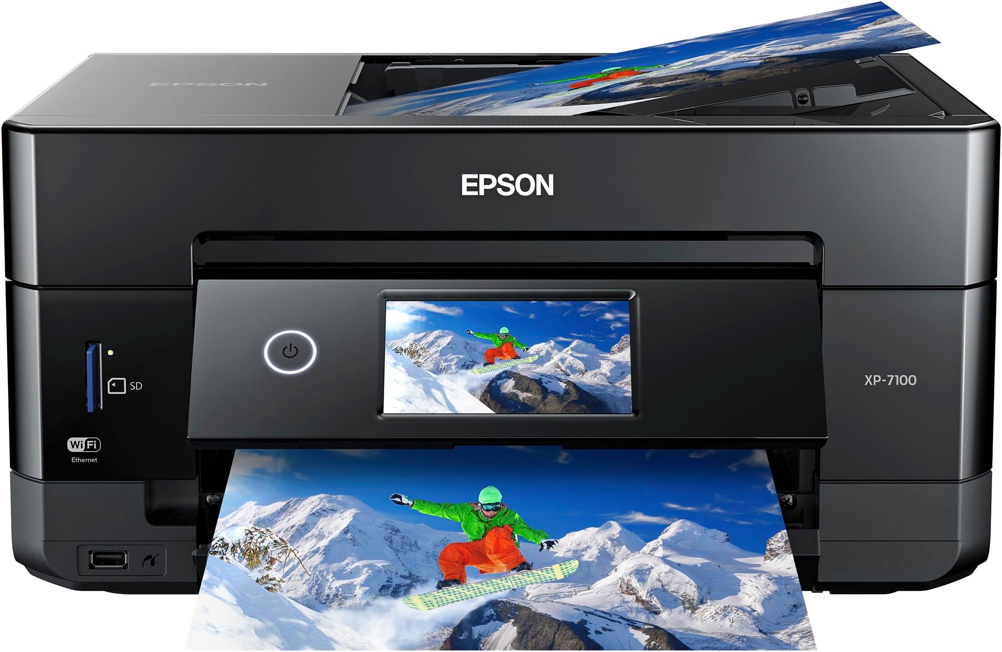 Epson Expression Premium XP-7100 Wireless Color Photo Printer with ADF, Scanner and Copier, Black, Small