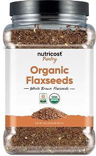 Nutricost Pantry Organic Flaxseeds (2 Pounds), Whole Brown Flaxseeds - Amazon product rated Grade A