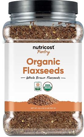 Nutricost Pantry Organic Flaxseeds 2 Pounds - Whole Brown Flaxseeds, Vegan, GMO-Free, Gluten-Free