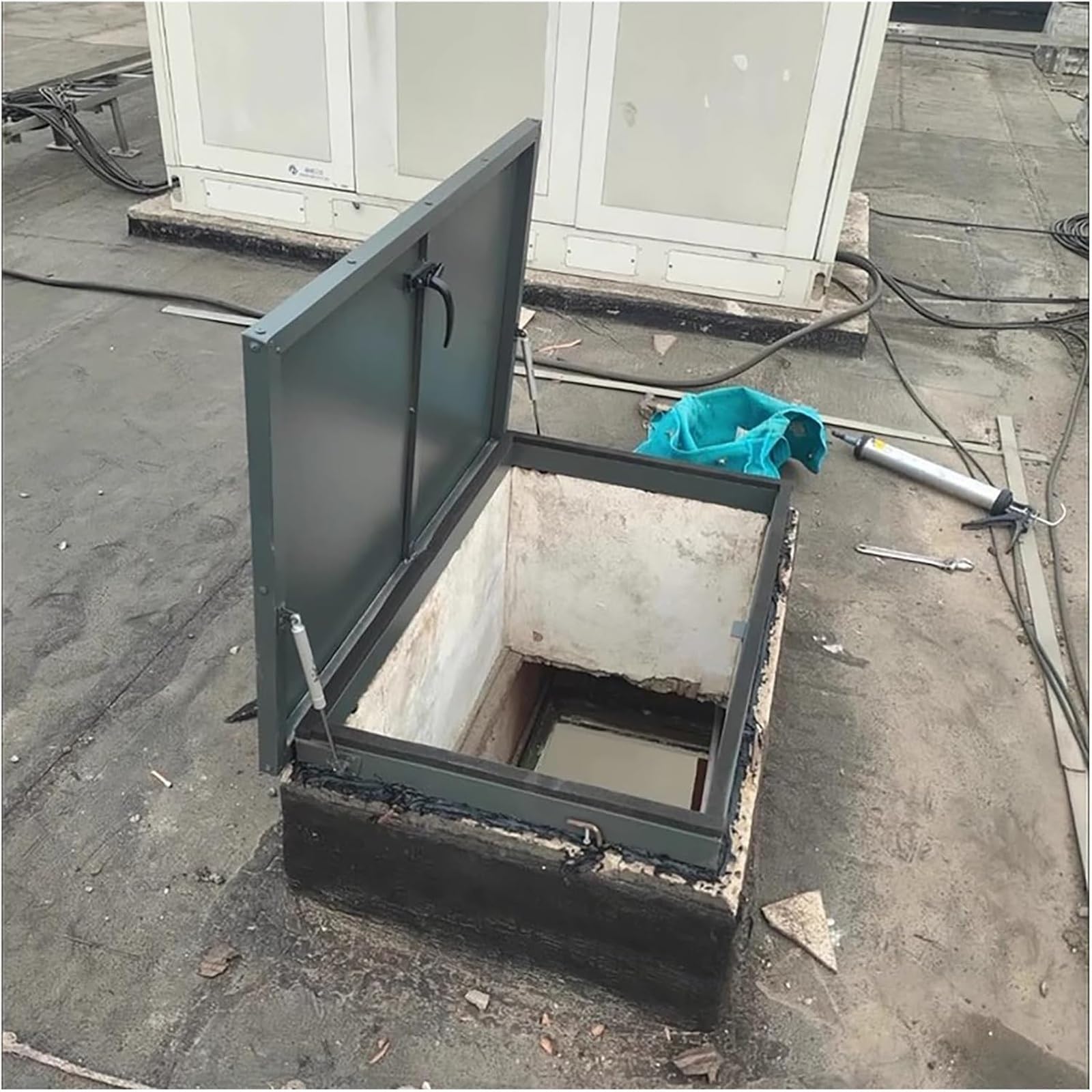 Panel protector de puerto de acceso con amortiguación hidráulica doble para techos