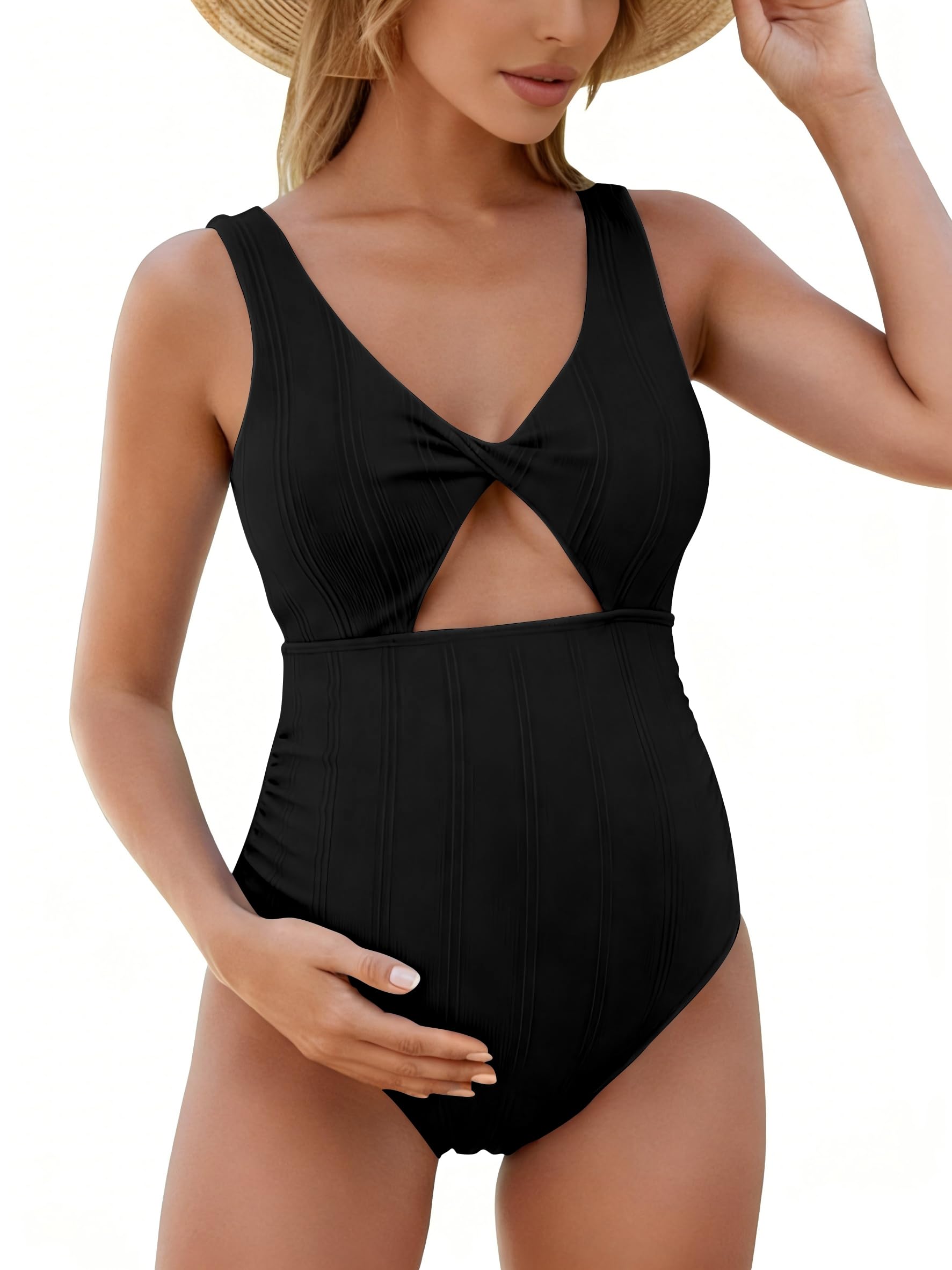 tiorhooe Maillot de bain une pièce de maternité - Maillot de bain de grossesse pour femme - Maillot de bain tendance S-XL