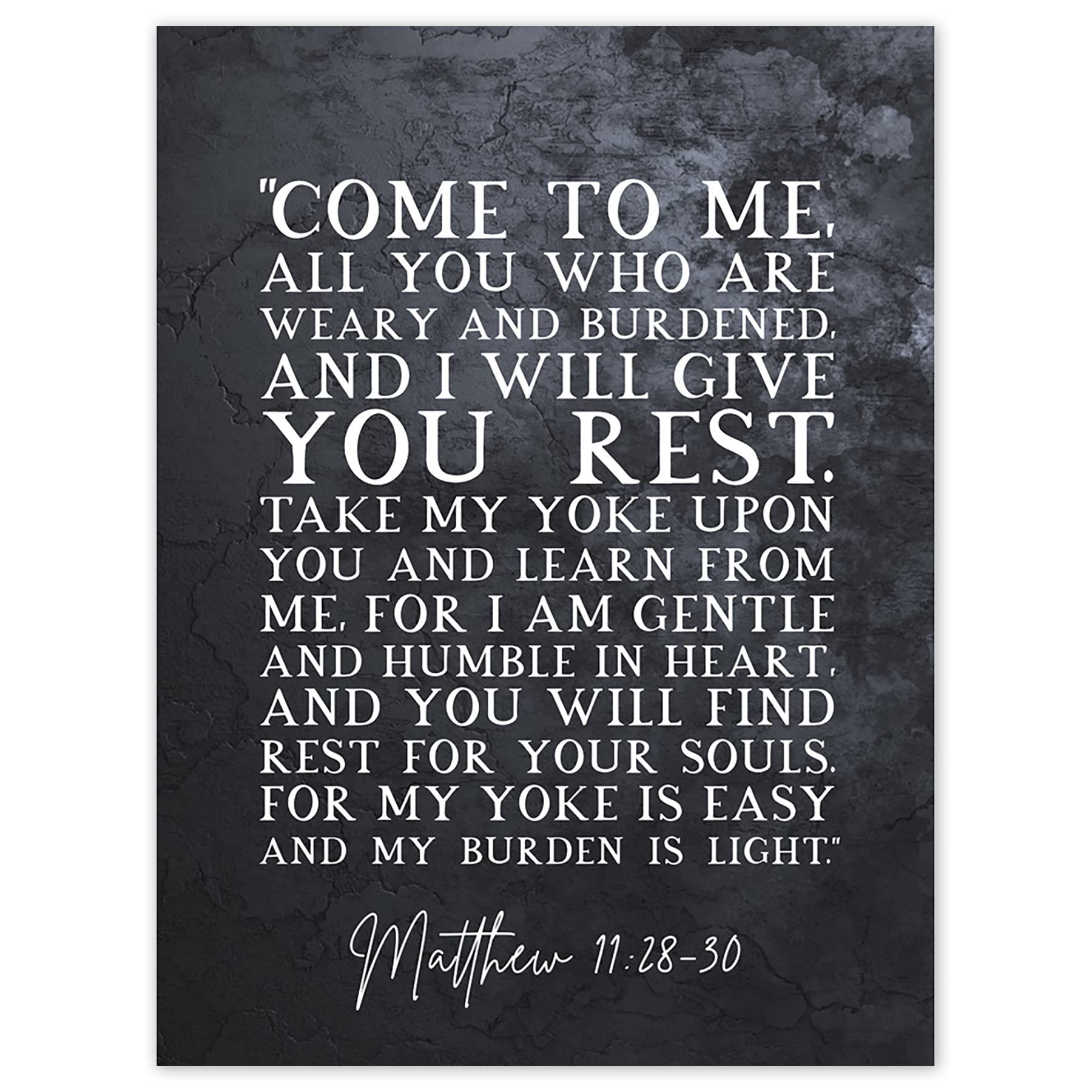 Artery8 Matthew 11:28-30 Come to Me All You Who Are Weary I will Give You Rest Christian Bible Verse Quote Scripture Typography Art Print Canvas Premium Wall Decor Poster Mural