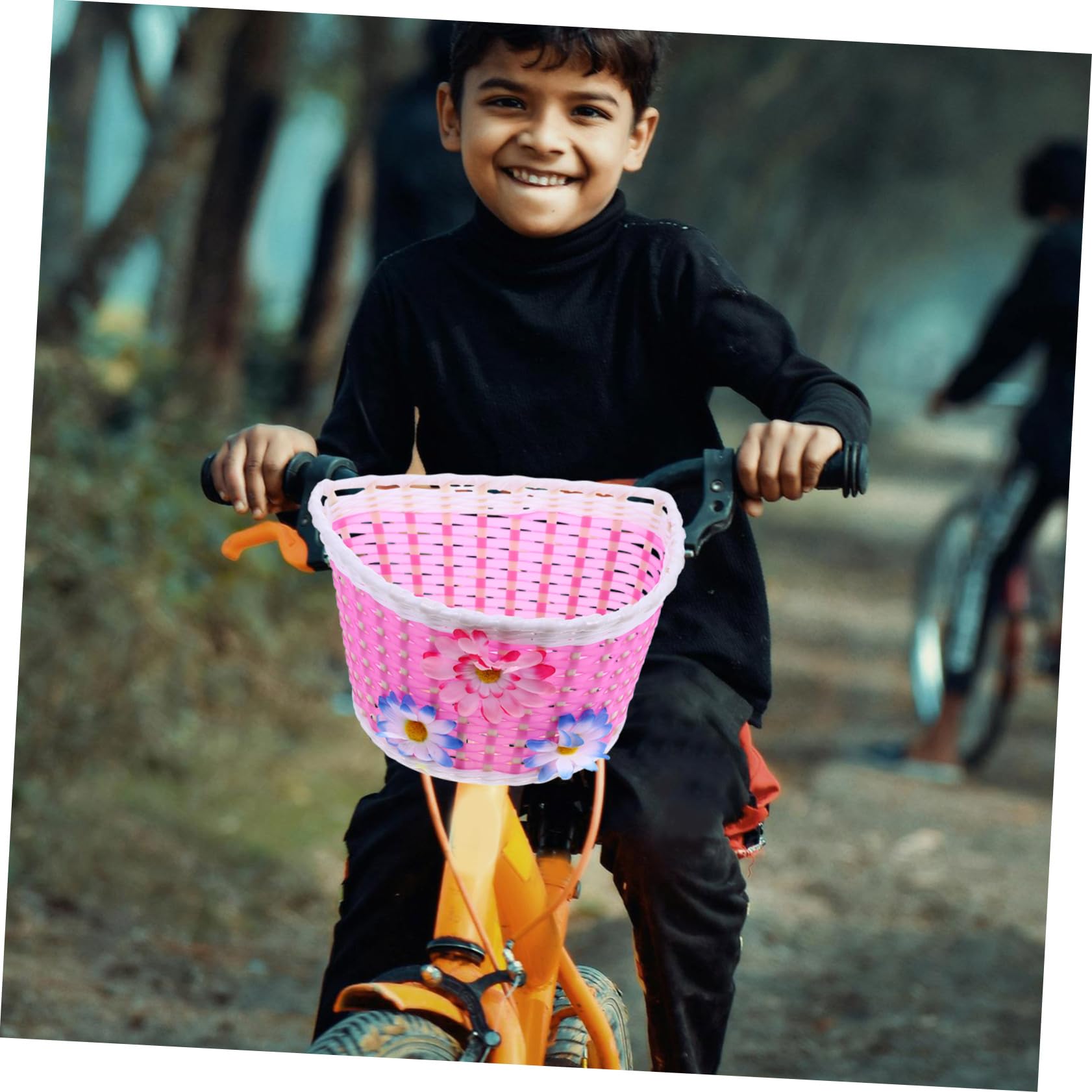 Toddmomy Children's Car Basket Flowers Bicicleta Para Adultos Handmade Bike Storage Basket Basket Scooter Boys Blue Suit Man Front Mens Woven Small Plastic Belt - Image 4