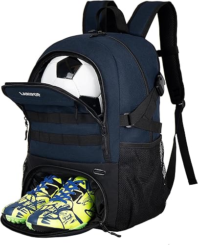 Bolsa de fútbol grande mochila y bolsas de fútbol juvenil para baloncesto, bolsa de voleibol, zapatos de tacos separados y compartimento para