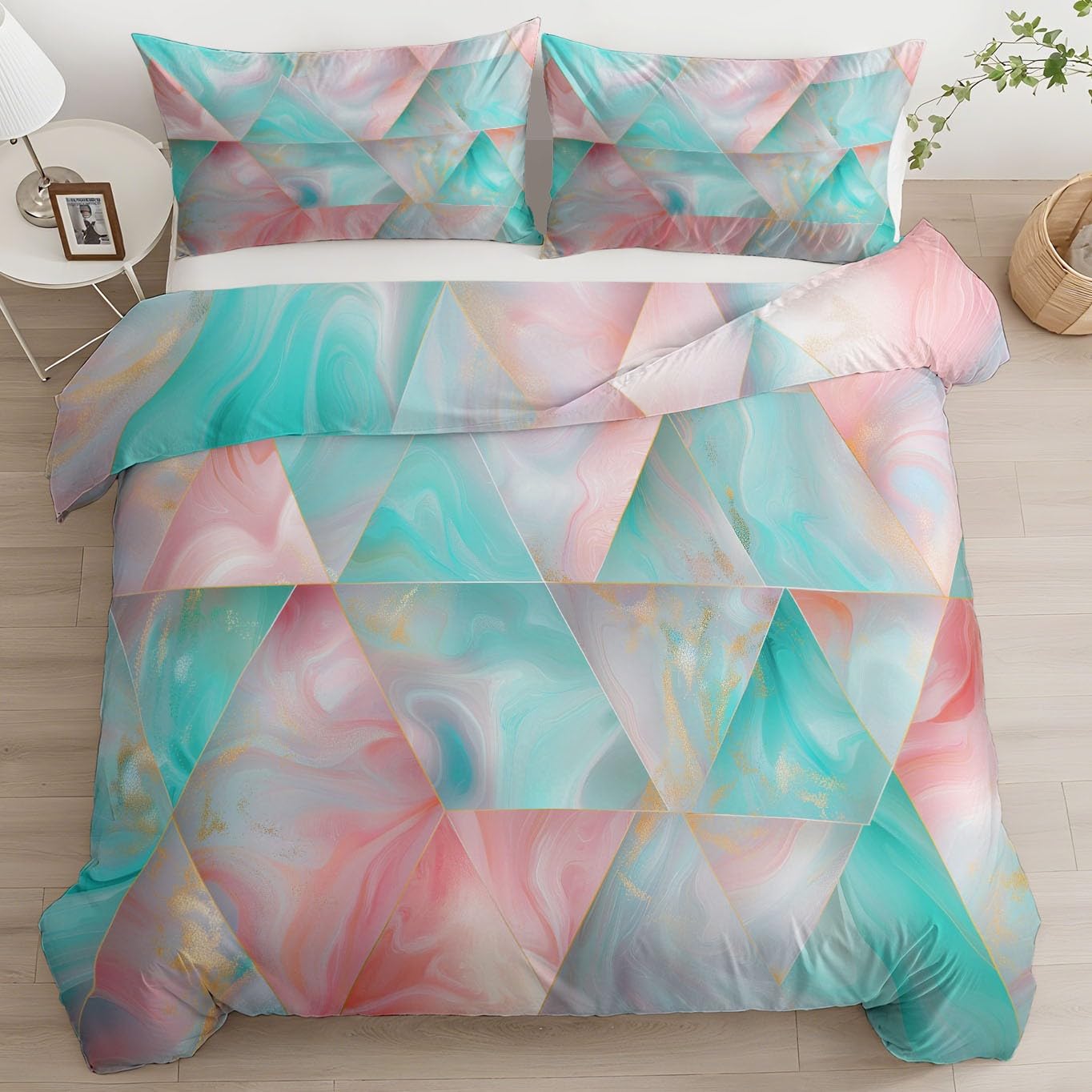 Housse de couette réversible en microfibre avec fermeture éclair triangle